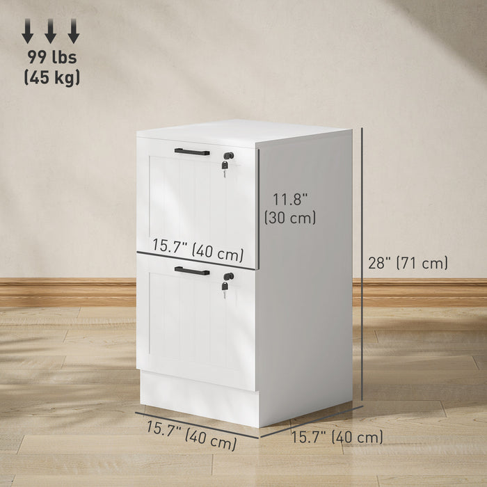 HOMCOM 2 Drawer File Cabinet with Lock Filing Cabinet for A4 Letter White