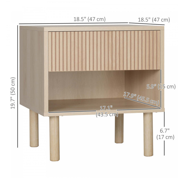 HOMCOM Bedroom Nightstand Set of 2, Side Table with Storage Shelf, Drawer
