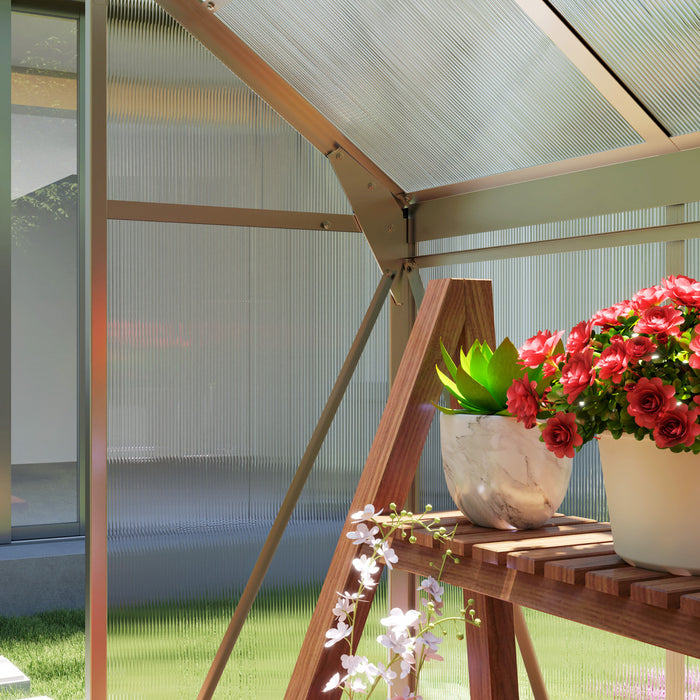 Outsunny Greenhouse, Walk-in Hot House, Clear Pc Board With Sliding Door