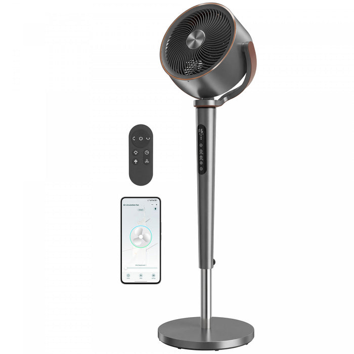 HOMCOM 20dB Silent Standing Fan, Oscillating Fan with 12 Speeds, LED Light
