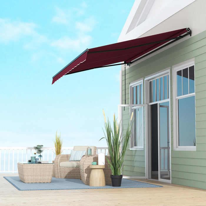 Outsunny 13' X 10' Patio Retractable Awning Sunshade Shelter, Wine Red