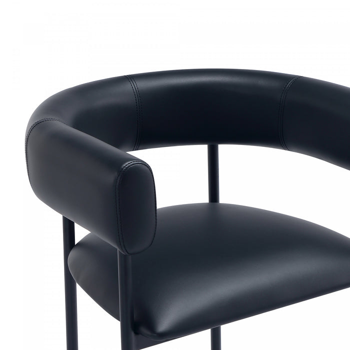 Onda Contemporary Vegan Leather Metal Dining Chair in Black
