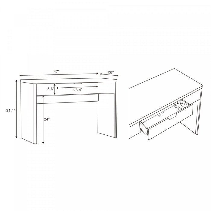 Evelyn Modern 47\" Writing Desk in Brown (1-Drawer)
