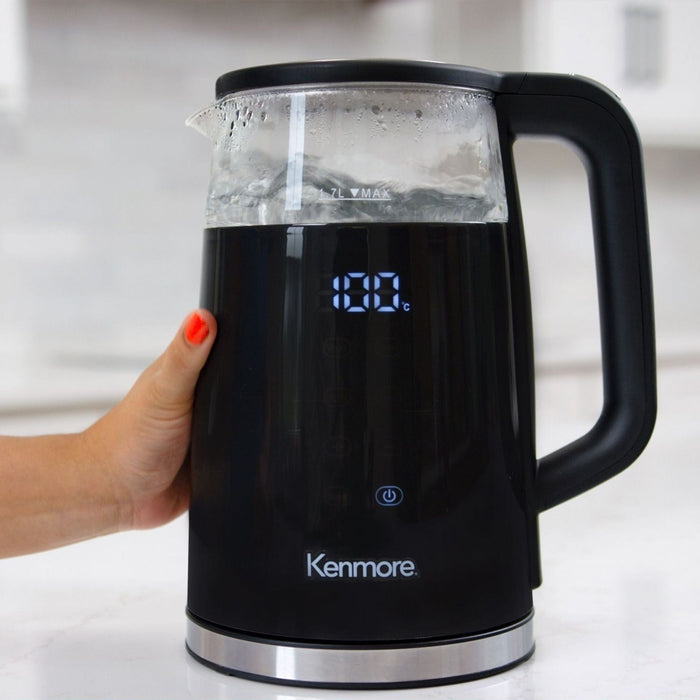 Kenmore Double Wall Glass Digital Touch Screen 1.7 L Kettle Black - KKTKDB 1.7 L