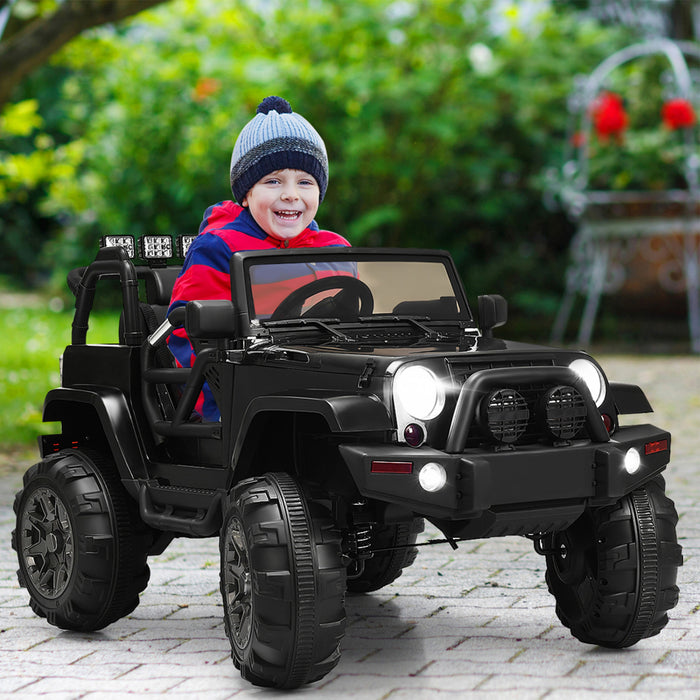 Costway 12v Kids Ride On Truck Car W/ Remote Control Mp3 Music Led Lights Black