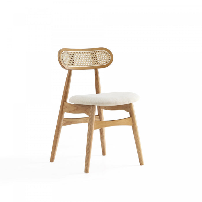 Colbert Industry Chic Cane Back Wood Upholstered Dining Chair in Natural - Set of 4
