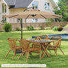 Costway 10 FT Patio Offset Umbrella w/8 Ribs Cross Base Tilt Brown