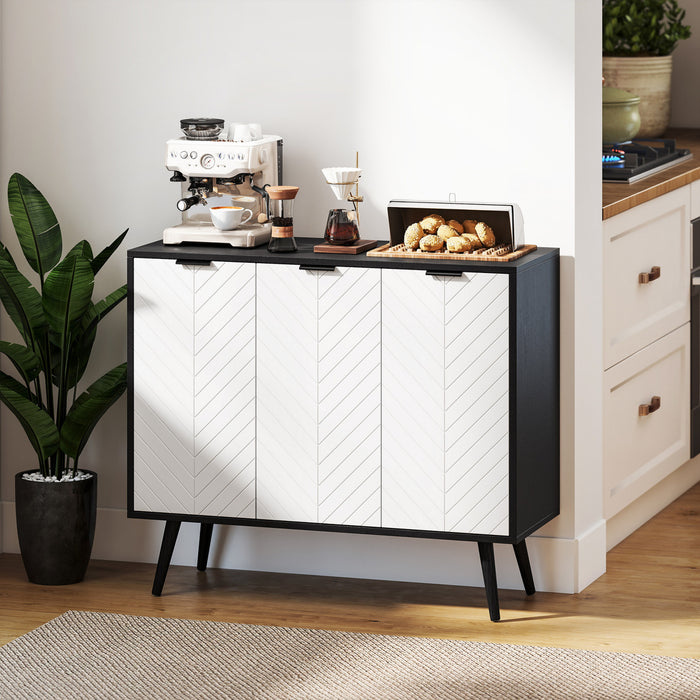 HOMCOM 36\" Sideboard, Buffet Cabinet with Adjustable Shelves, Black