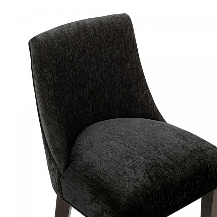 Beever Modern Chenille Wood Upholstered Barstool in Black