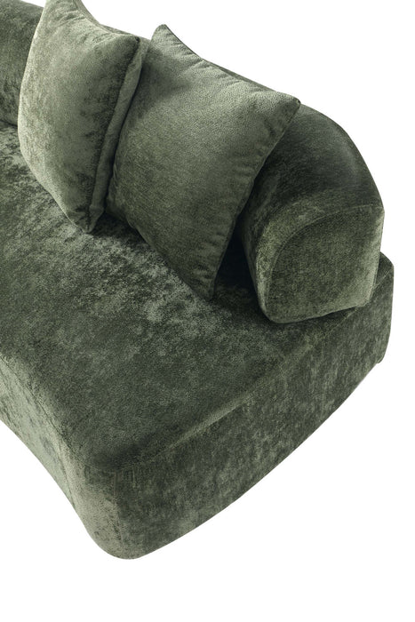 Verandah Mid-Century Modern 91\" Chenille Sofa in Olive Green