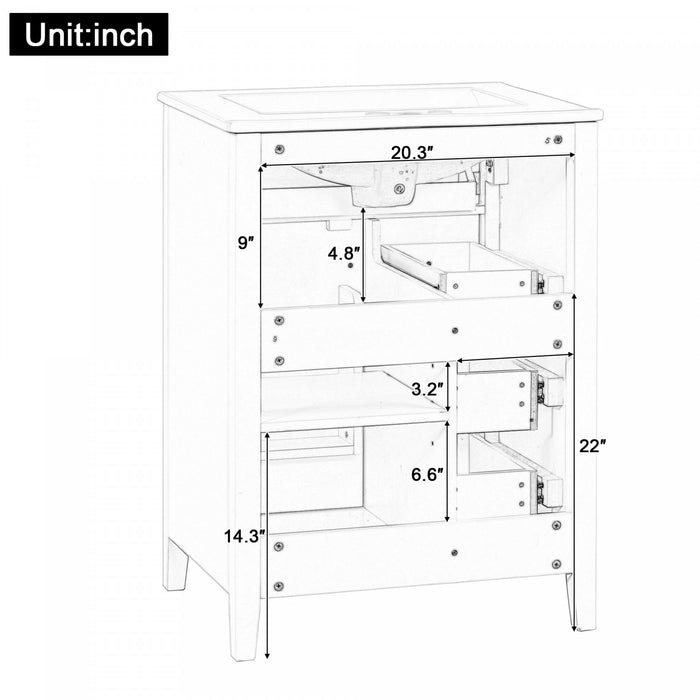 Scott 24\" Bathroom Vanity with Ceramic Sink and Rubberwood Legs, Black