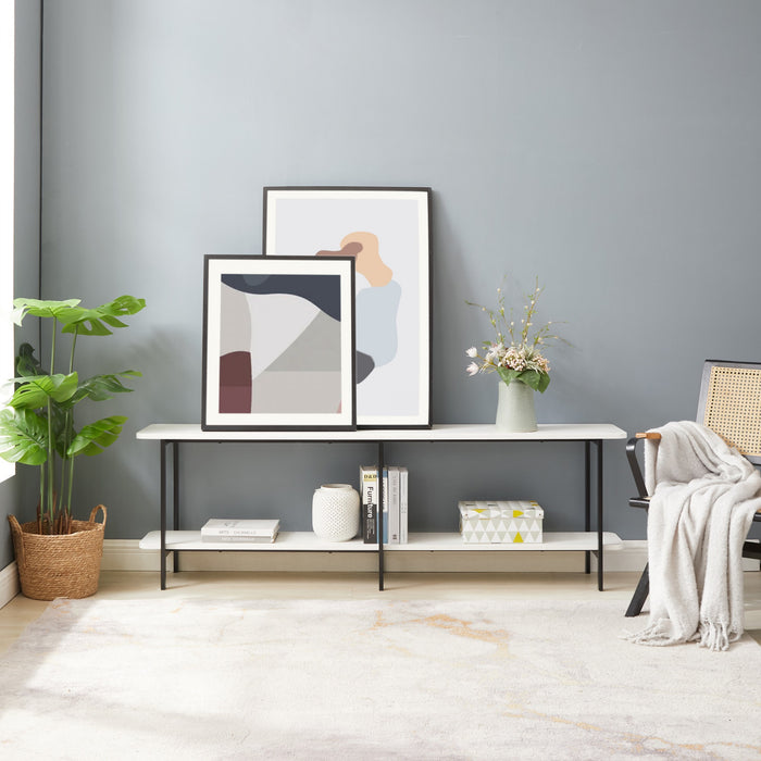 Celine Contemporary Modern 71\" Console Table in White (2-Shelf)