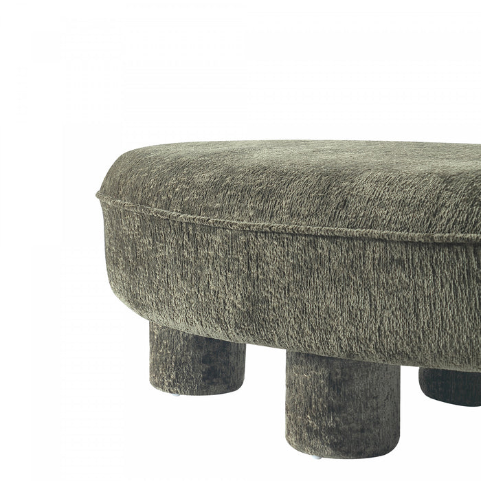 Tribeca Mid-Century Modern Chenille Accent Ottoman in Olive Green