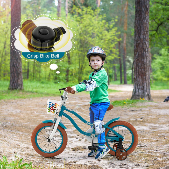 Costway 12\" Kid's Bike With Removable Training Wheels & Basket For 3-4 Years Old Turquoise