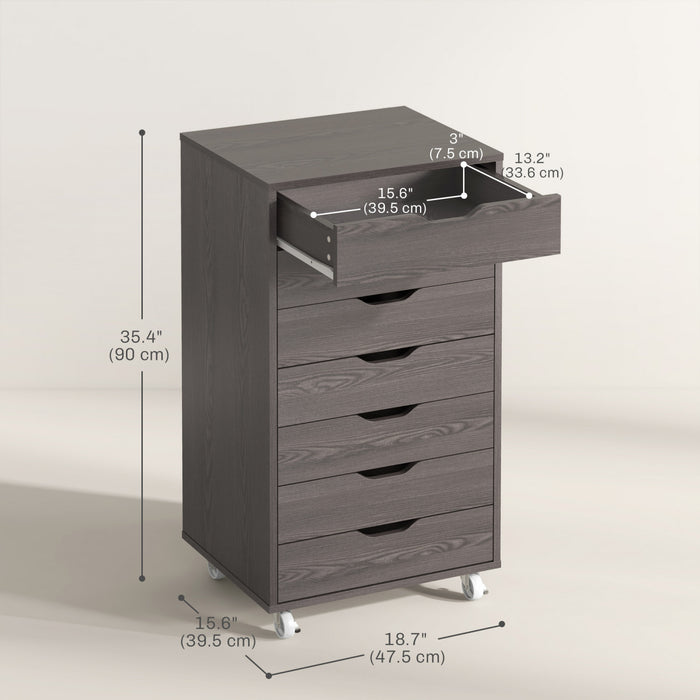Vinsetto Mobile Filing Cabinet with Drawers File Cabinet with Wheels Grey