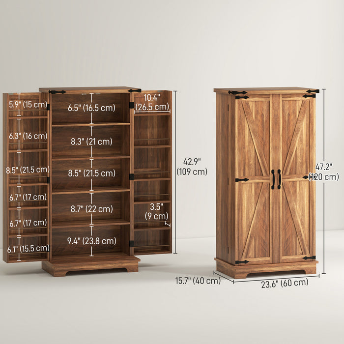 HOMCOM Kitchen Pantry Cabinet with Adjustable Shelves Storage Cabinet Brown