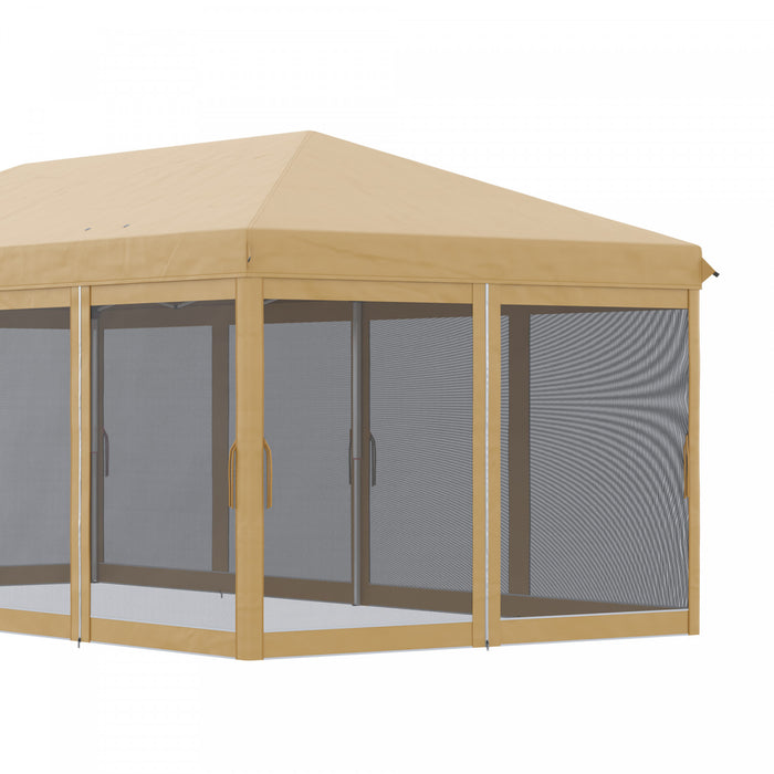 Outsunny 10'x20' Pop Up Canopy Tent With 6 Removable Mesh Sidewalls Beige