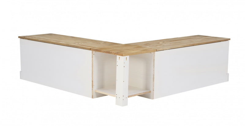 Tobin Backless Corner Nook Dining Bench - Natural and White