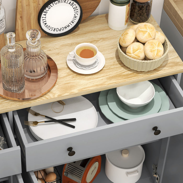 HOMCOM Sideboard Cabinet with Storage Drawers Adjustable Shelves Grey