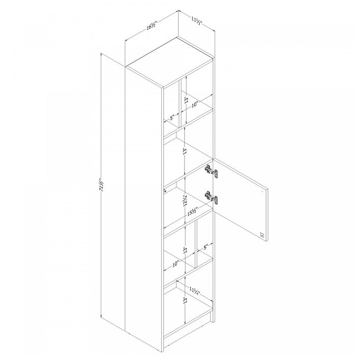 Liora 5-shelf Narrow Bookcase - Bleached Oak 