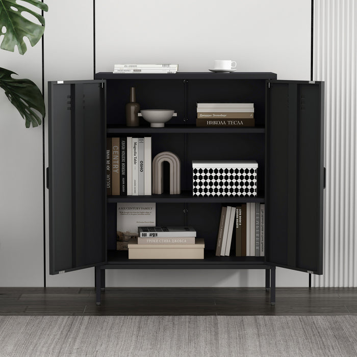Naomi Modern 32\" Metal Accent Cabinet in Black