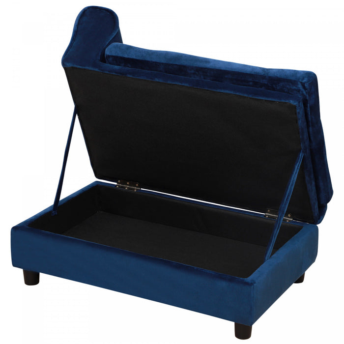 Pawhut Pet Sofa Dog Couch Chaise Lounge Pet Bed With Storage Function Small Sized Dog Various Cat Sponge Cushioned Bed Lounge, Blue
