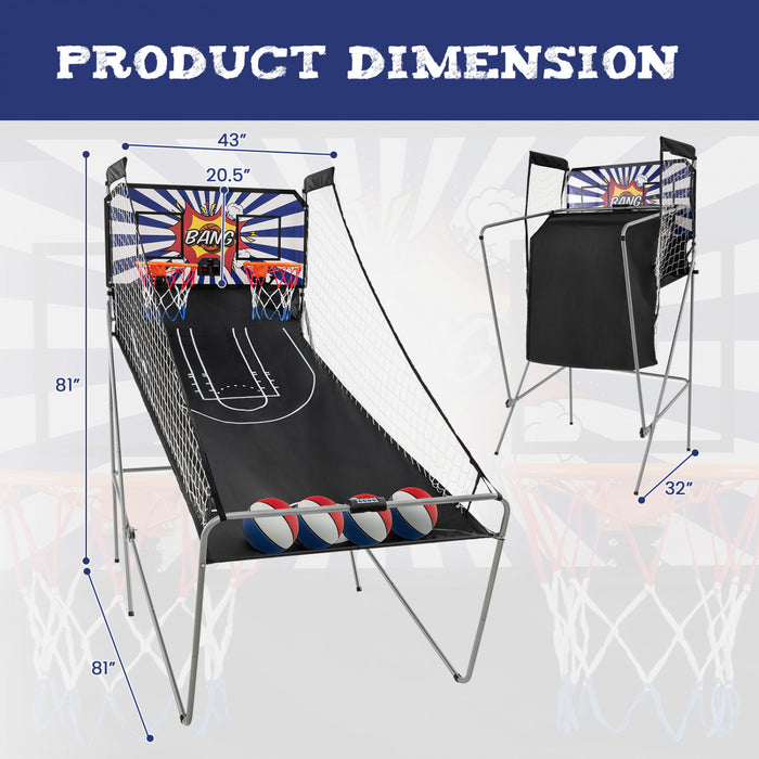 Costway Dual Shot Basketball Arcade Game With 8 Game Modes Arcade Sound Electronic Scoring White