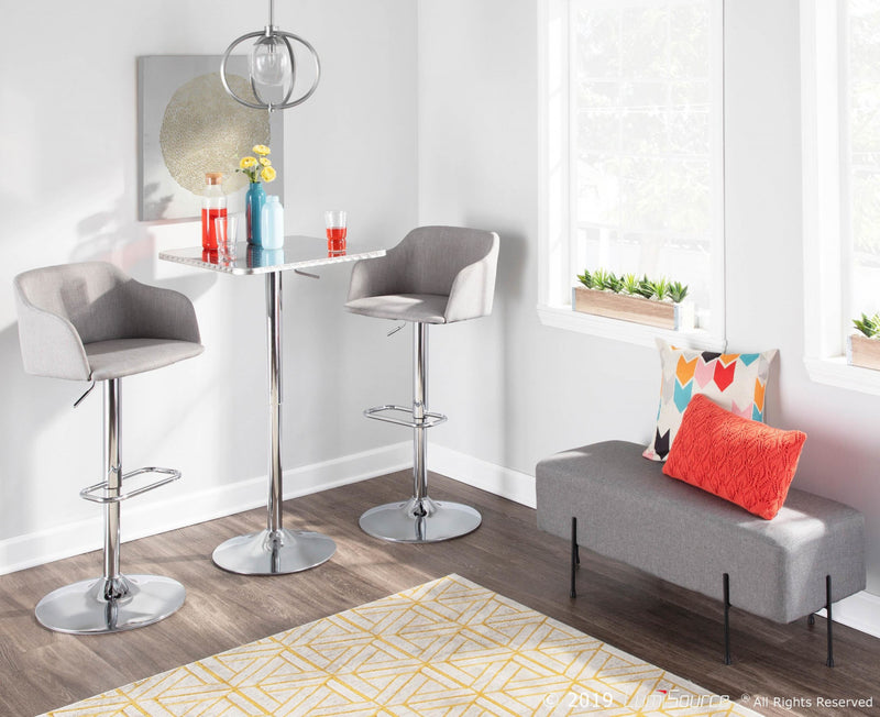 LumiSource Bistro Contemporary Adjustable Square Bar Dining Table - Silver