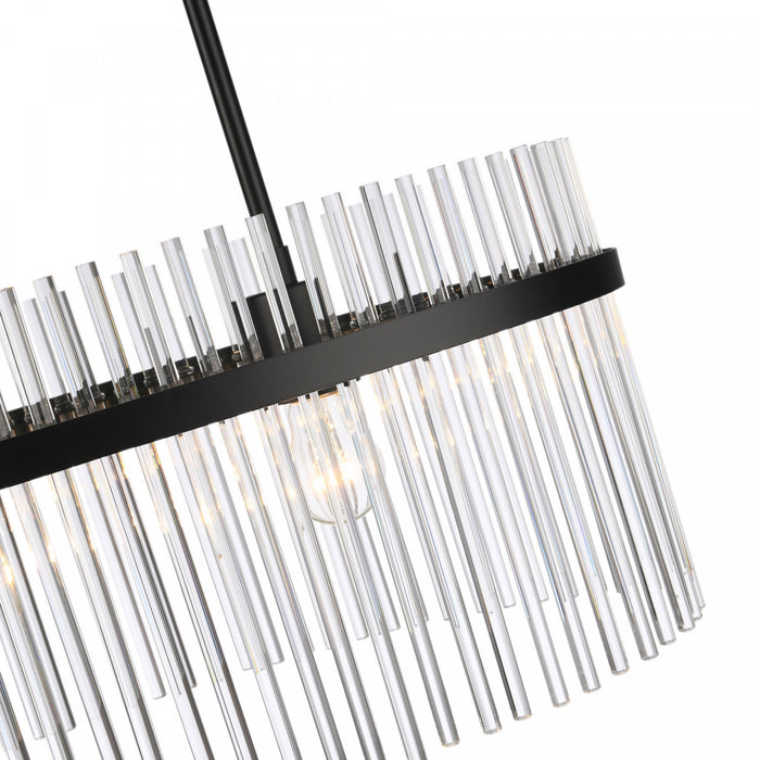 Ava 2 Light Chandelier, Black With Glass Rods