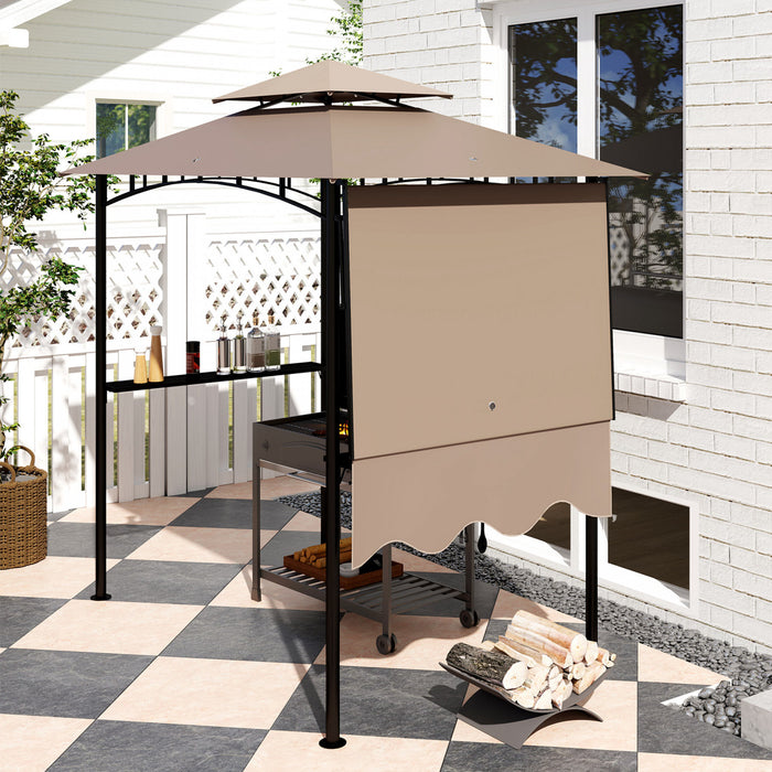 Outsunny 8' X 5' Grill Gazebo, Double Tiered Barbecue Gazebo, Khaki