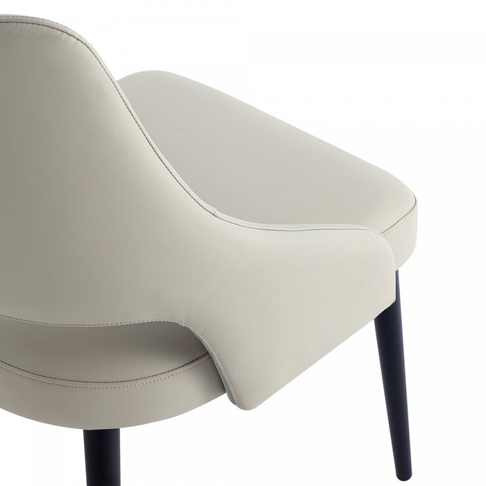 Tremont Modern Vegan Leather Metal Dining Chair in Stone Gray - Set of 2