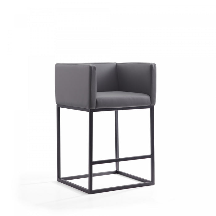Embassy Mid-Century Modern Metal Upholstered Counter Stool in Gray - Set of 3