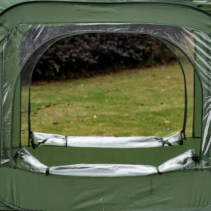 Outsunny 8' X 4' X 4' Portable Pop Up Mini Greenhouse With 5 Zippered Doors & Portable Zipper Bag For Plants Outdoor, Pvc Cover