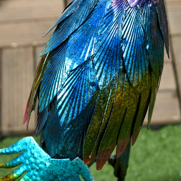 Outsunny Peacock Garden Statue Steel Lawn Ornament Multi-coloured