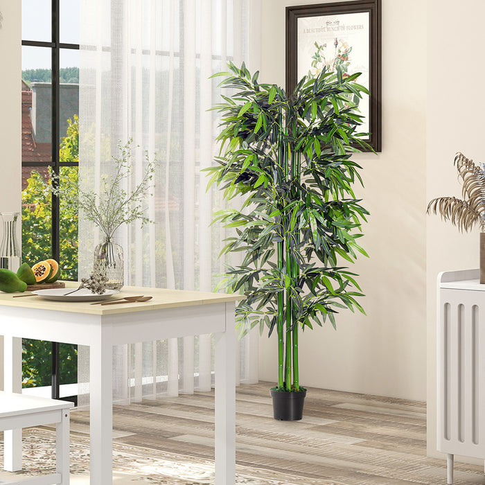 Outsunny 6FT Artificial Bamboo Tree Fake Plant in Pot Indoor Decor