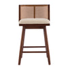 Talia Wooden Counter Height Bar Stool Set of 4 with Rattan Backrest,Walnut | Talia – Lot de 4 tabourets de bar de hauteur comptoir en bois avec dossier en rotin, finition noyer