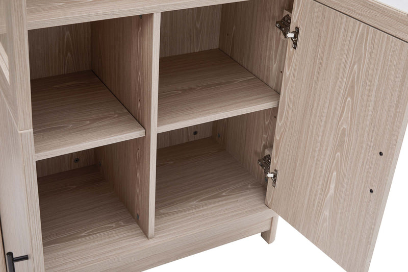Jodie Mid-Century Modern 31\" Bookcase Cabinet in Whitewashed Oak (6-Shelf)
