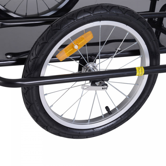 Aosom Folding Bicycle Cargo Trailer Utility Bike Cart Garden Luggage Travel Carrier Patio Tool With Hitch Heavy Duty Black