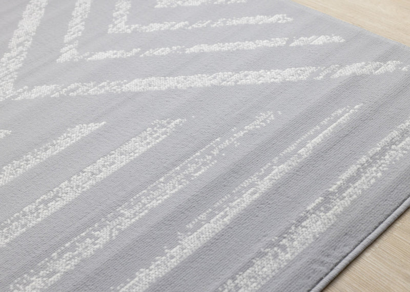 Forte Grey White Modern Striped Area Rug - 7'9\" x 10'6\"