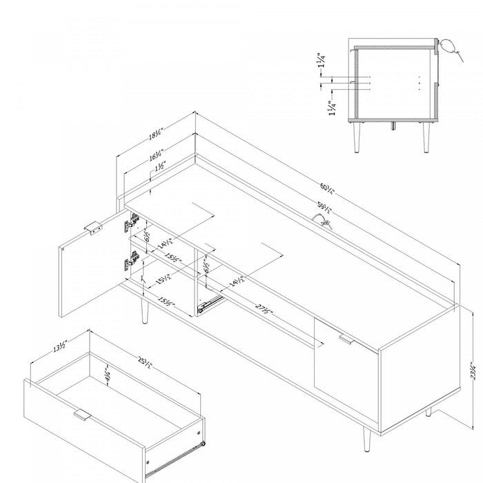 Hype 61” TV Stand - Natural Walnut