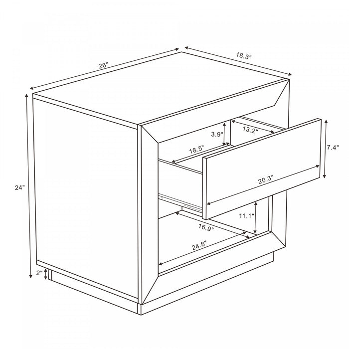 Soren Contemporary 26\" Nightstand in Natural Oak (1-Drawer)