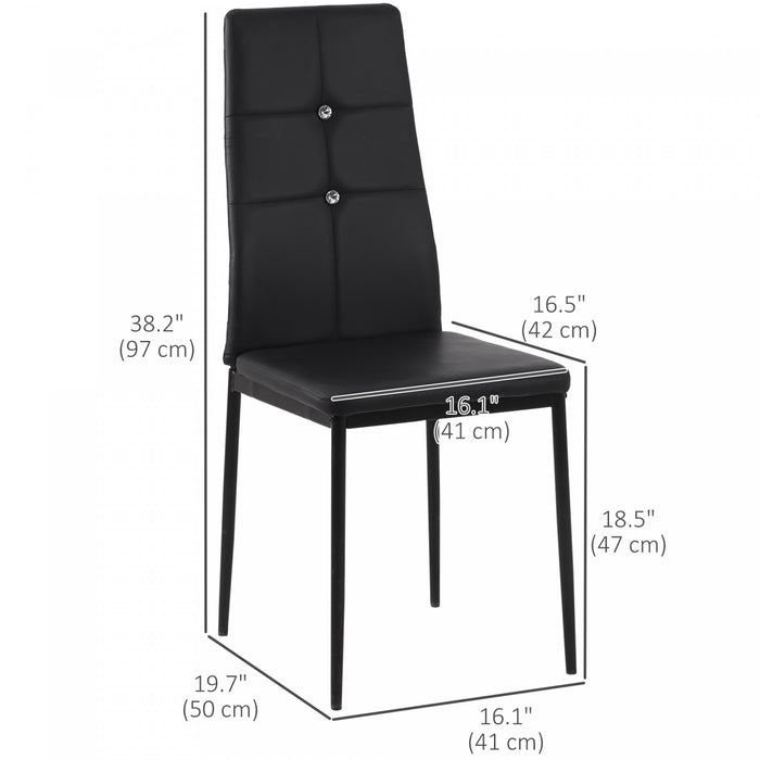 HOMCOM Dining Chairs Set of 6, Faux Leather Side Chairs with High Black