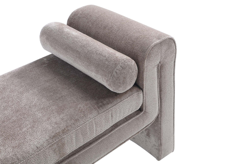 Concord Modern Glam Chenille Accent Bench in Dove