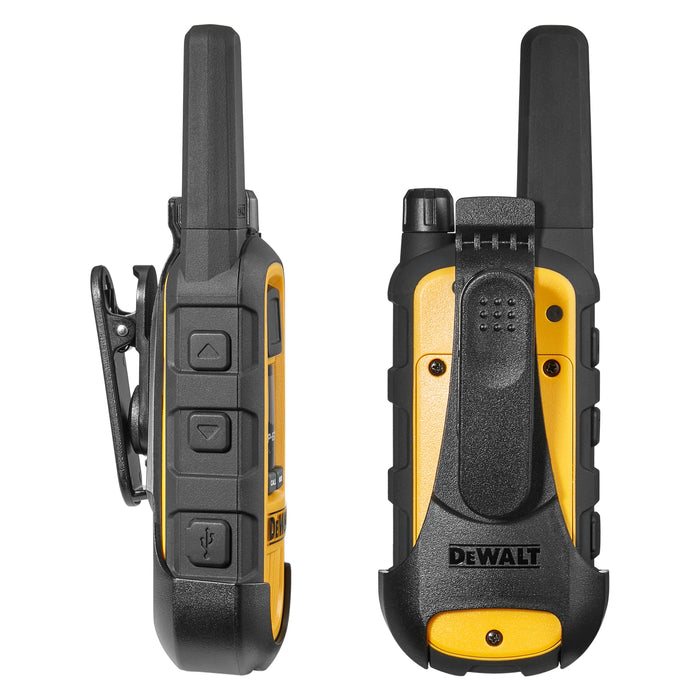 2 Dewalt DXFRS800 Work Site Walkie Talkies Plus Earpieces - 2 Watt, Heavy Duty, Long Range Indoor-Outdoor Two Way Radios + 22 Channel