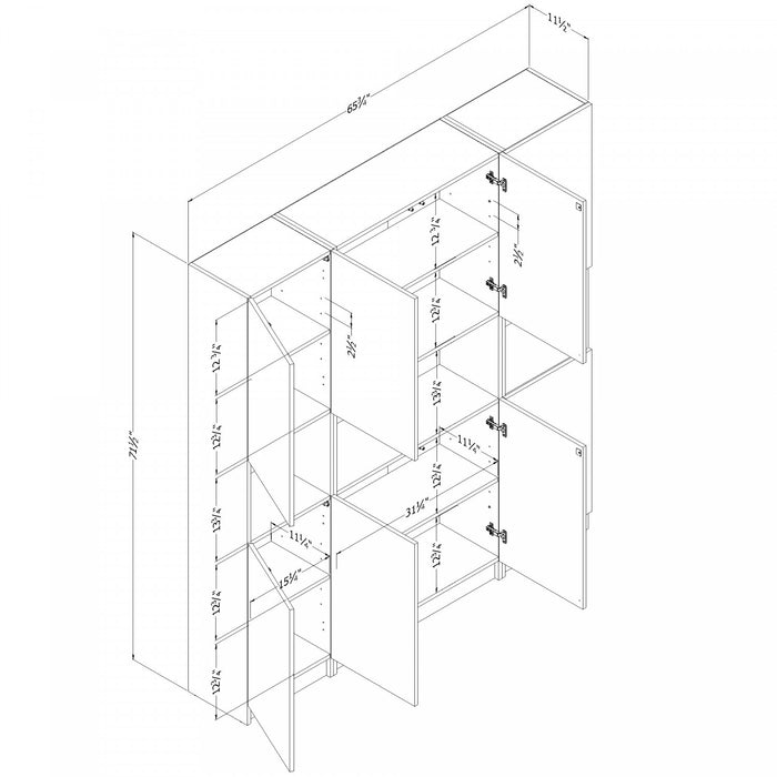 Liora Set Of Bookcase And 2 2-door Narrow Bookcases - Pure White 