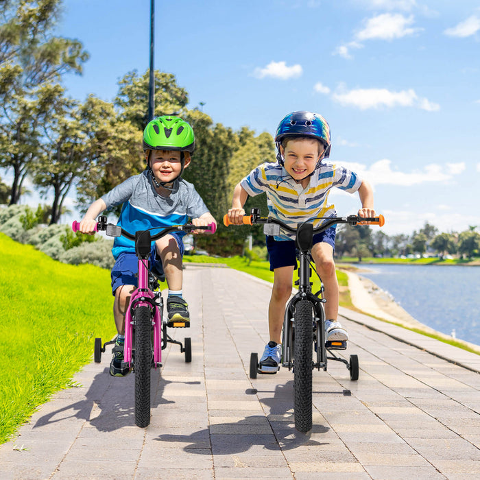 Costway 16-inch Kid's Bike For 4-7 Years Old With Adjustable Saddle & Anti-slip Handlebar Black