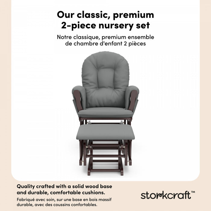 Storkcraft Hoop Glider and Ottoman - Espresso/Gray
