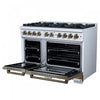 Forno Ambassador 48" Gas Range in White, 8 Sealed Burners, 6.7 Cu.Ft. Ovens - FFSGS6299-48CPWHT | Cuisiniere a gaz Ambassador de 48 po, blanche, 8 bruleurs scelles, fours de 6,7 pi³ – FFSGS6299-48CPWHT