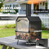 Outsunny Outdoor Pizza Oven with 12" Stone, Peel, Wood Fired 2-Layer Portable Stainless Steel Pizza Maker with Foldable Legs, Handles for Backyard Camping Party Picnic BBQ