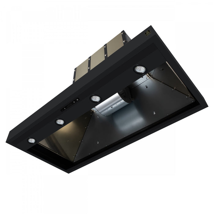 Forno Ambassador 48\" Range Hood, Black, 304 CFM, 3 speeds, Remote Control - FRHWM5099-48CPBLK